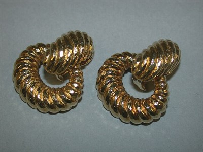 Lot 129 - Pair of Gold Doorknocker Earclips