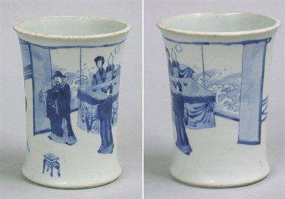 Lot 355 - Blue and White Porcelain Brushpot Kangxi