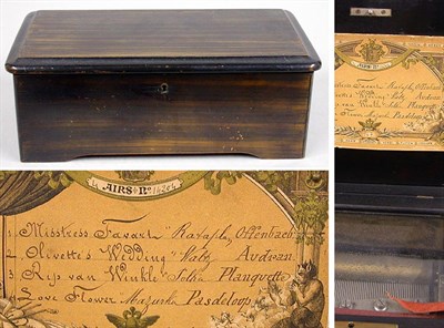 Lot 725 - Swiss Cylinder Music Box Having four airs,...