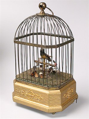 Lot 721 - French Chirping Bird in a Cage Music Box...