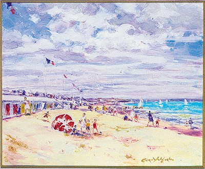 Lot 56 - Georges Yoldjoglou Continental, b.1935 PLAGE...