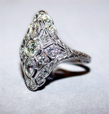 Lot 259 - Diamond Dinner Ring Platinum, the filigree...