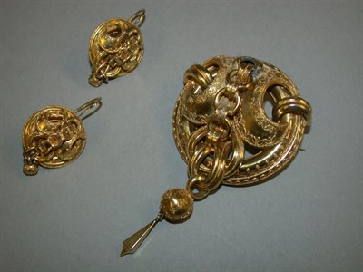 Lot 72 - Victorian Pin and Pair of Earrings