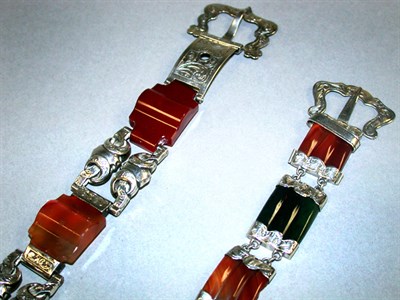 Lot 148 - Two English Agate Bracelets