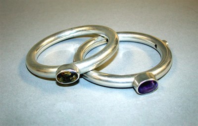 Lot 7 - Two Silver Bangle Bracelets
