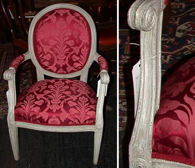 Lot 340A - Continental Neoclassical White Painted Fauteuil