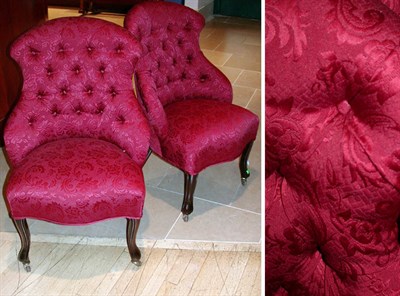 Lot 518 - Pair of Victorian Rosewood Slipper Chairs