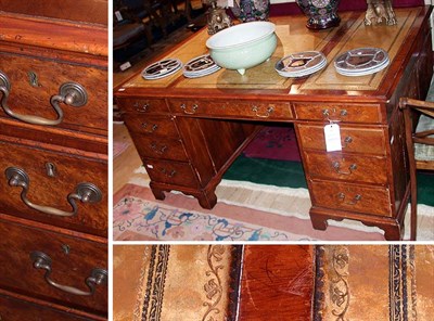 Lot 287 - Georgian Style Leather Inset Burl-Wood...