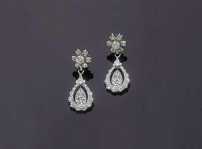 Lot 399 - Pair of Diamond Pendant Earrings