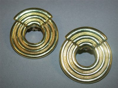 Lot 307 - Pair of Circular Gold Earrings