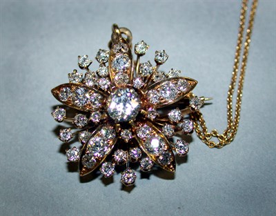 Lot 365 - Diamond Snowflake Pin/Pendant and Chain 14 kt....