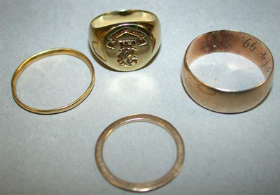 Lot 19 - Four Gold Rings Yellow gold, comprising one...