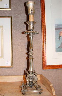 Lot 381 - Group of Three Ceramic and Silver Plated Lamps