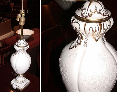 Lot 394 - Group of Three Porcelain Lamps