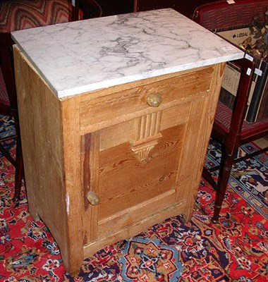 Lot 396 - Two Similar Marble Top Pine Cabinets