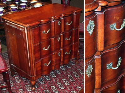 Lot 191 - Pair of Louis XV Style Cherry Chests of Drawers