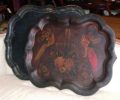 Lot 198 - Painted Tray; Together with a Papier Mache Tray