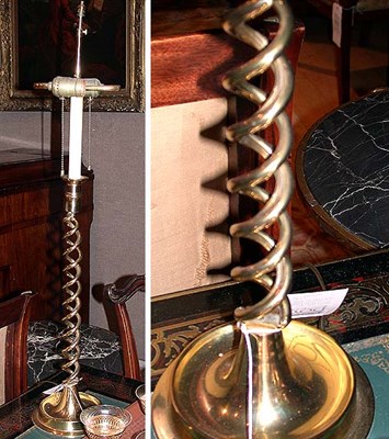Lot 266 - Pair of Barley Twist Brass Lamps