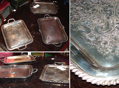 Lot 293 - Group of Three Silver Plated Two-Handled Trays