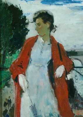 Lot 146 - Francois Gall French, 1912-1997 WOMAN IN RED,...