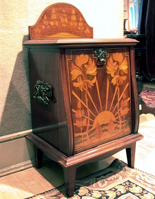 Lot 344 - Art Nouveau Marquetry Inlaid Mahogany Coal Bin