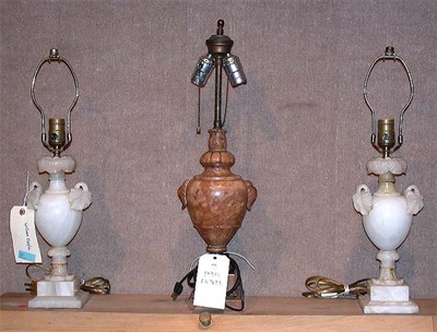 Lot 379 - Group of Three Alabaster Lamps