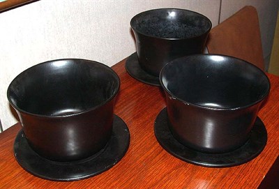 Lot 133 - Set of Three Black Pottery Flower Pots...