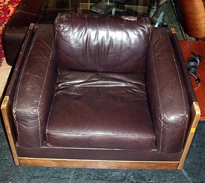 Lot 134 - Pair of Upholstered Fruitwood Club Chairs and...