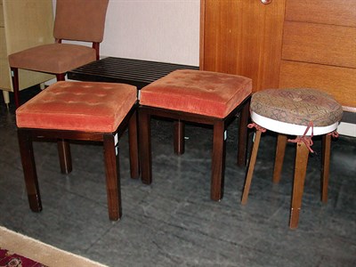Lot 152 - Pair of Mahogany Stools; Together with a...
