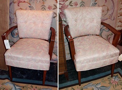 Lot 164 - Pair of Upholstered Wood Armchairs Together...