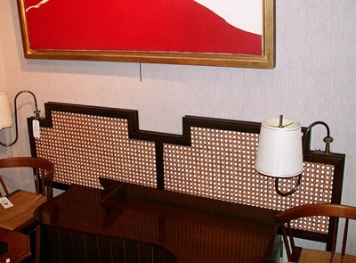 Lot 159 - Walnut Headboard with Lamps Designed by Tommi...