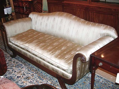 Lot 474 - Regency Style Upholstered Mahogany Sofa