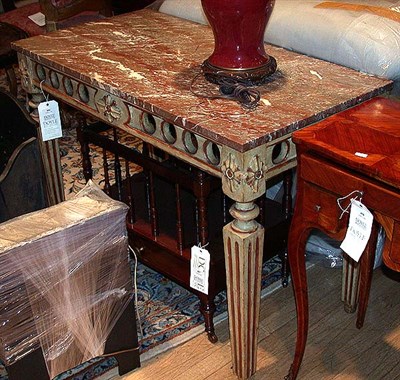 Lot 486 - Neoclassical Style Marble Top Painted Console