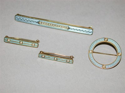 Lot 51 - Group of Four Assorted Enamel Pins 14 kt....