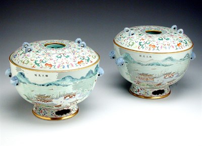 Lot 322 - Pair of Chinese Famille Rose Enameled Covered...