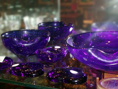 Lot 525 - Group of Six Cobalt Glass Articles Made for...