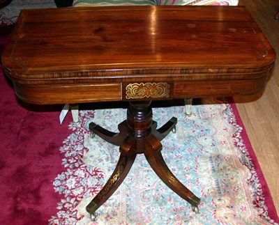 Lot 491 - Regency Brass Inlaid Rosewood Fold Over Games...