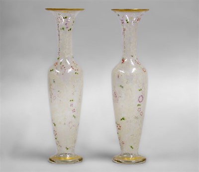 Lot 352 - Pair of Baccarat Enameled Glass Vases