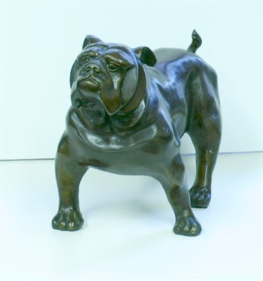 Lot 28 - American Patinated-Bronze Figure of a Bulldog...
