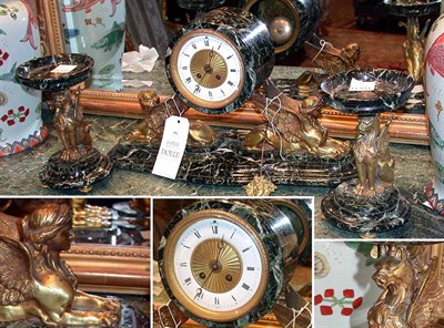 Lot 472 - Empire Style Gilt-Metal and Marble Three-Piece...