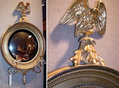 Lot 234 - Federal Gilt-Wood Convex Mirror An eagle...