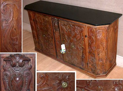 Lot 238 - Renaissance Style Slate Top Mahogany Side Cabinet