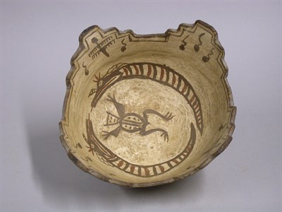 Lot 86 - Zuni Polychrome Pottery Bowl With turreted rim,...