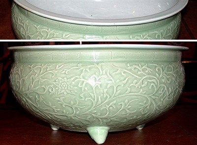Lot 286 - Chinese Celadon Porcelain Lotus Bowl