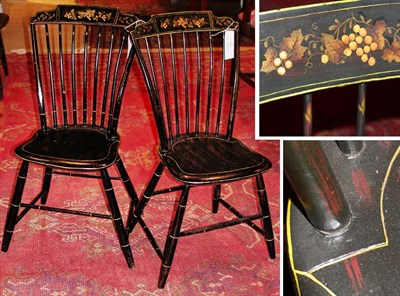 Lot 117 - Set of Six Black Painted Windsor Chairs 19th...