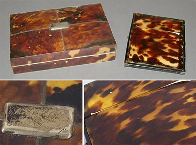 Lot 123 - Continental Tortoise Shell Box Together with a...