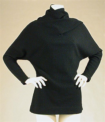 Lot 511 - Rudi Gernreich Black Rib Knit Wool Tunic Sweater