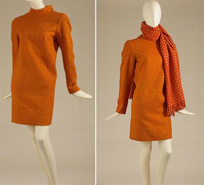 Lot 512 - Rudi Gernreich Orange and Yellow Wool Tweed Minidress
