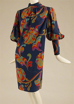 Lot 515 - Rudi Gernreich Navy Silk Print Minidress