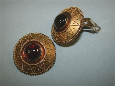Lot 352 - Pair of Garnet Earclips
